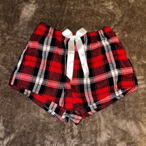 Christmas Pajama Shorts with White Bow